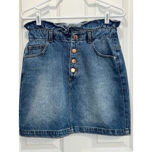 NWT Miss Selfridge Denim Skirt High Waist Button Front Mini Skirt US 6